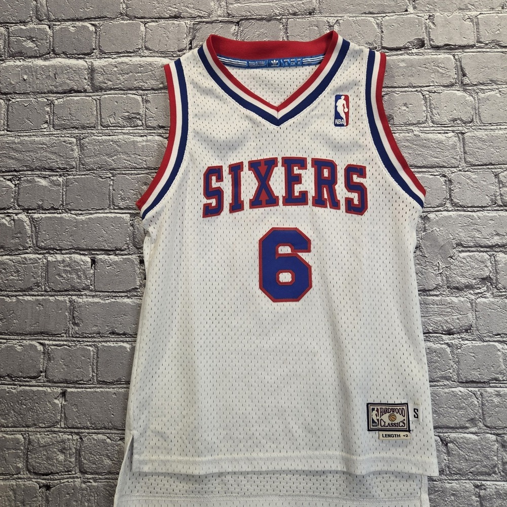Julius Erving Adidas Harwood Classics Jersey White (Youth Small Size 8)